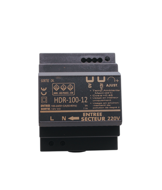 HDR12100 - Alimentation en Rail-Din 12 Volts 7,5 Ampères