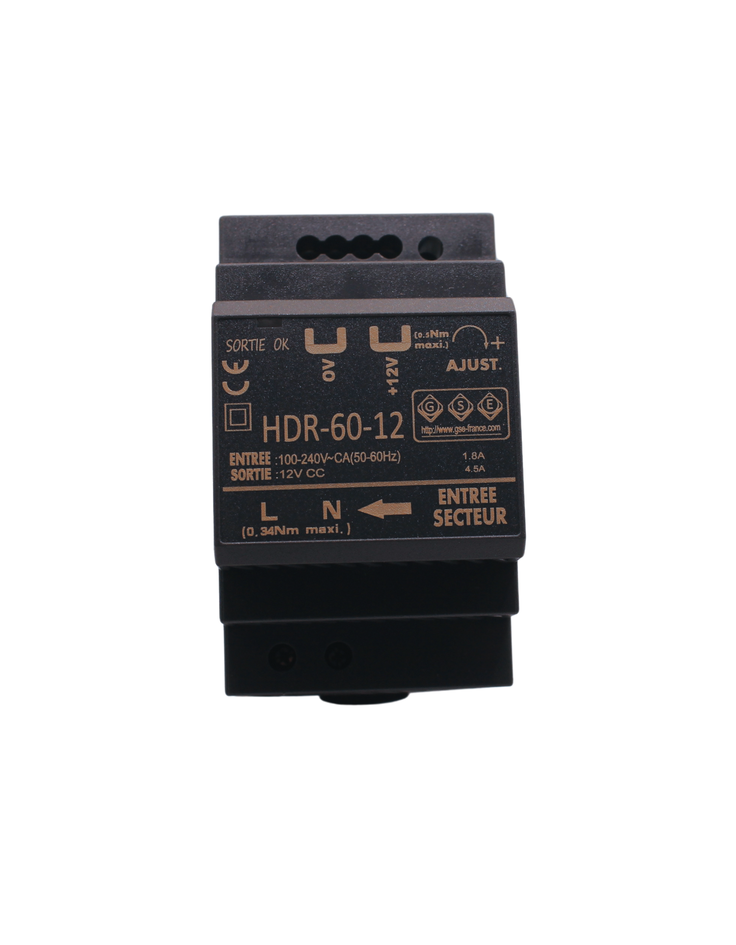 HDR1260 - Alimentation en Rail-Din 12 Volts 4,5 Ampères