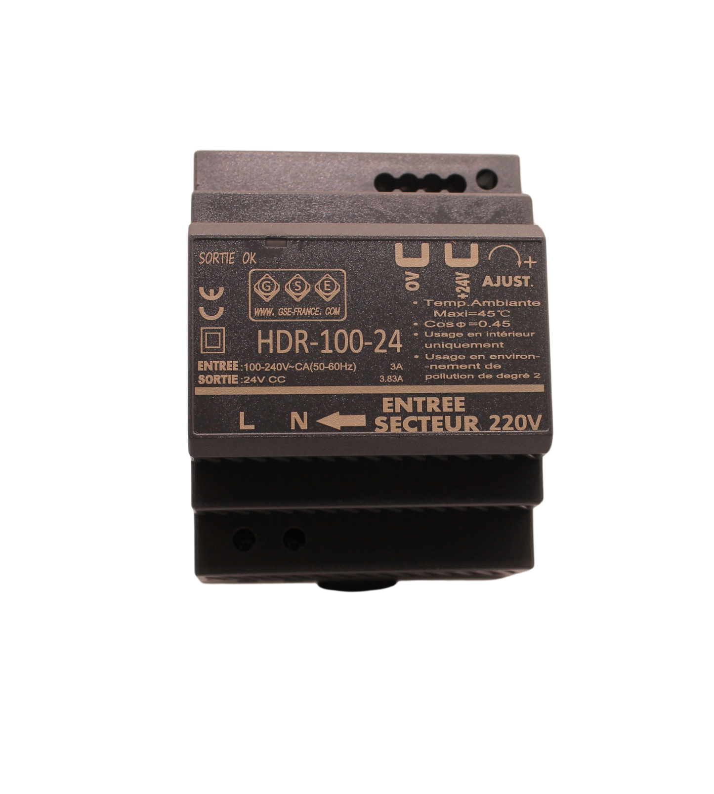 HDR24100 - Alimentation en Rail-Din 24 Volts 3.75 Ampères