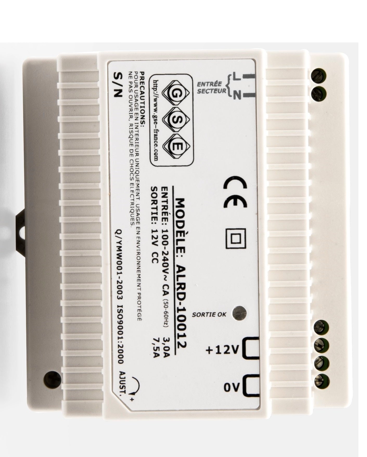 DR12100 - Alimentation en Rail-Din 12 Volts 7,5 Ampères